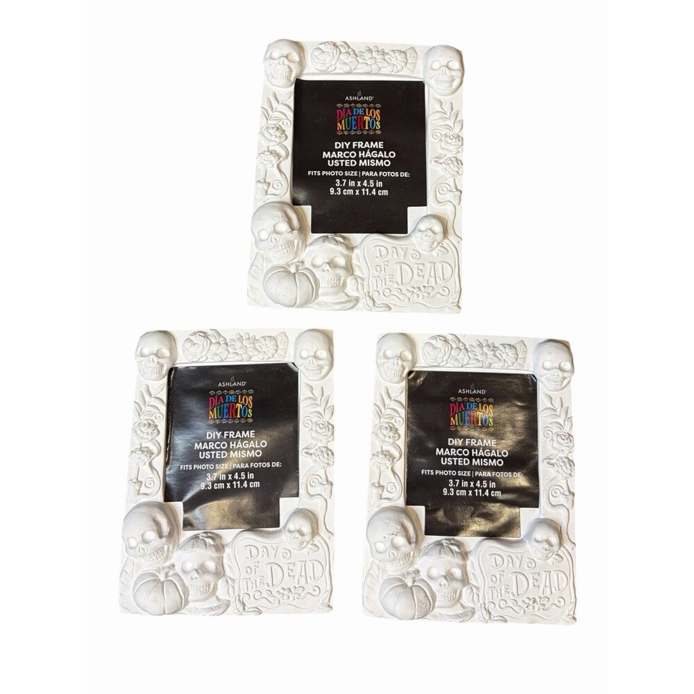 Set Of 3 Dia De Los Muertos DIY Ceramic Frame Ashland New Arts & Crafts NEW